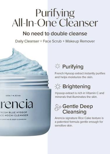 Arencia : Fresh Blue Hyssop Rice Mochi Cleanser