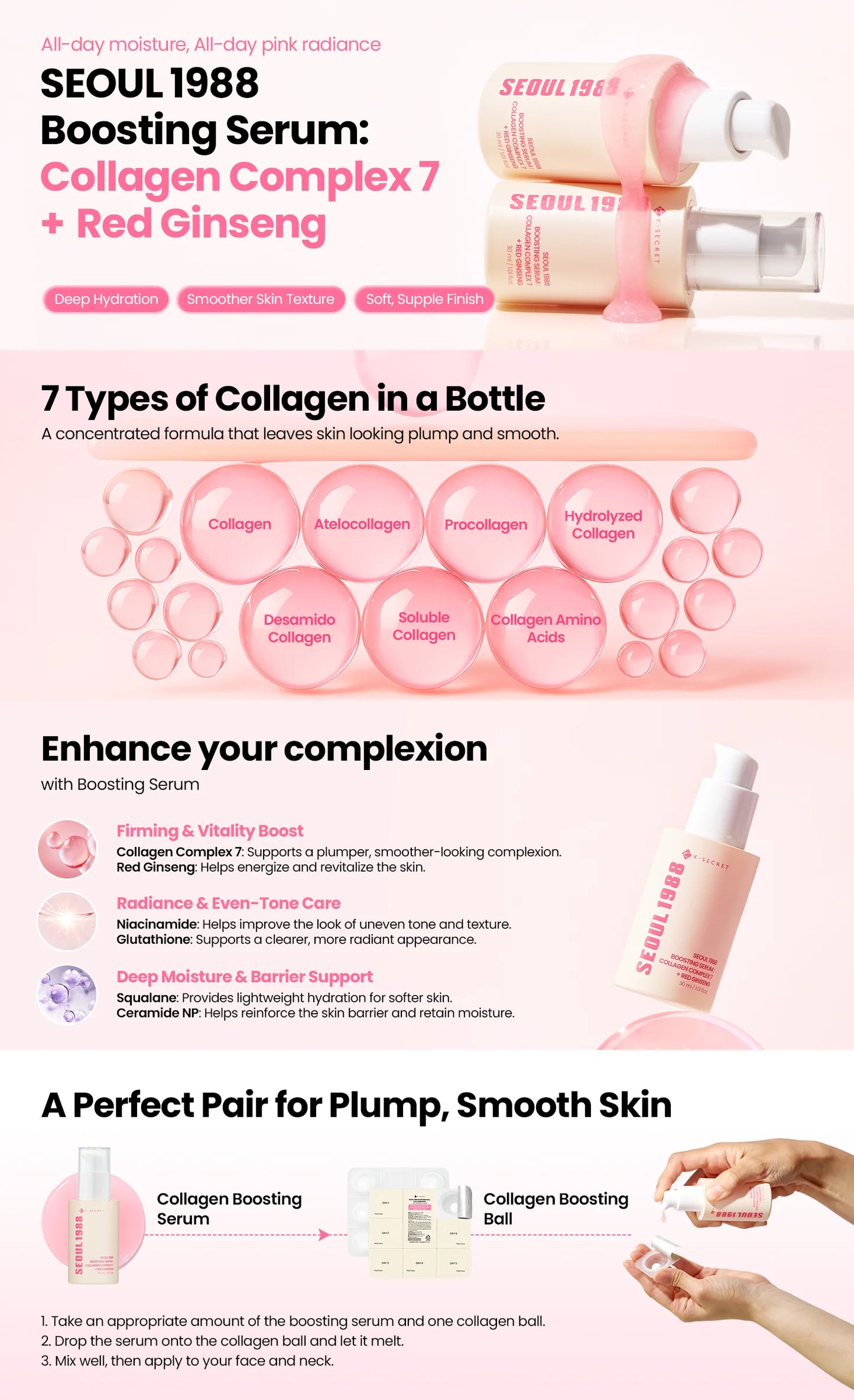 KSECRET : SEOUL 1988 Boosting Serum : Collagen Complex 7 + Red Ginseng
