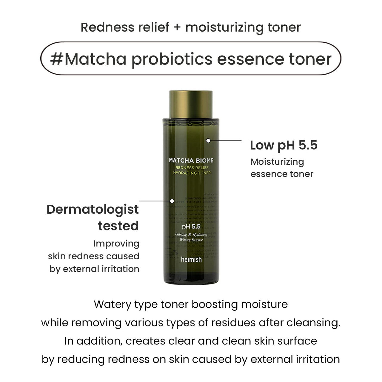 heimish : Matcha Biome Redness Relief Hydrating Toner