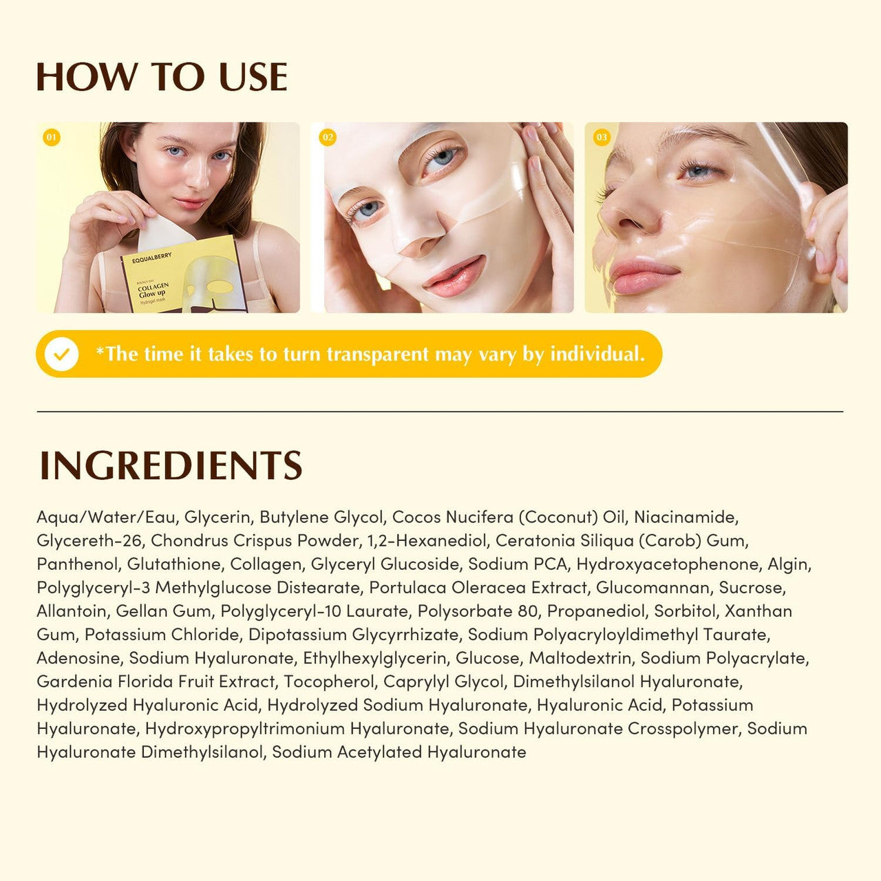 EQQUALBERRY : Collagen Glow up Hydrogel Mask Set