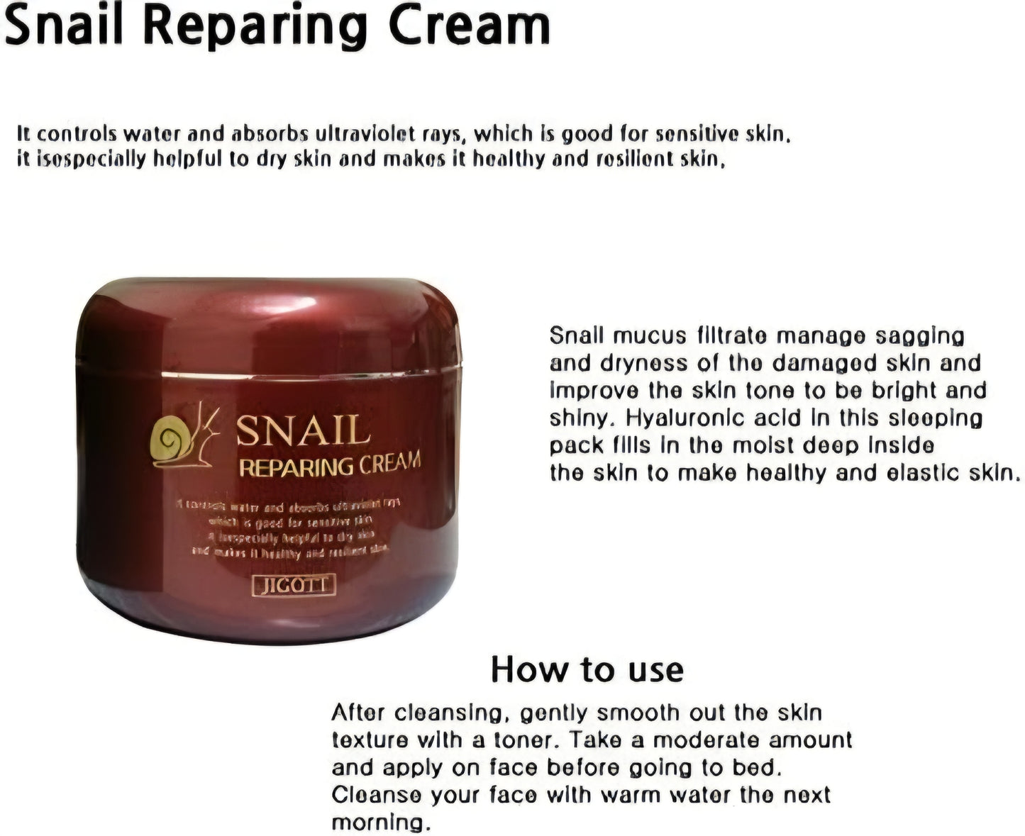 Jigott : Snail Repairing Cream