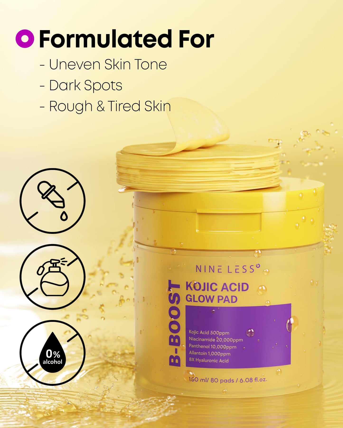NINELESS : B-Boost Kojic Acid Glow Pad
