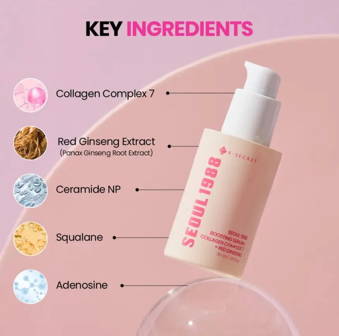 KSECRET : SEOUL 1988 Boosting Serum : Collagen Complex 7 + Red Ginseng