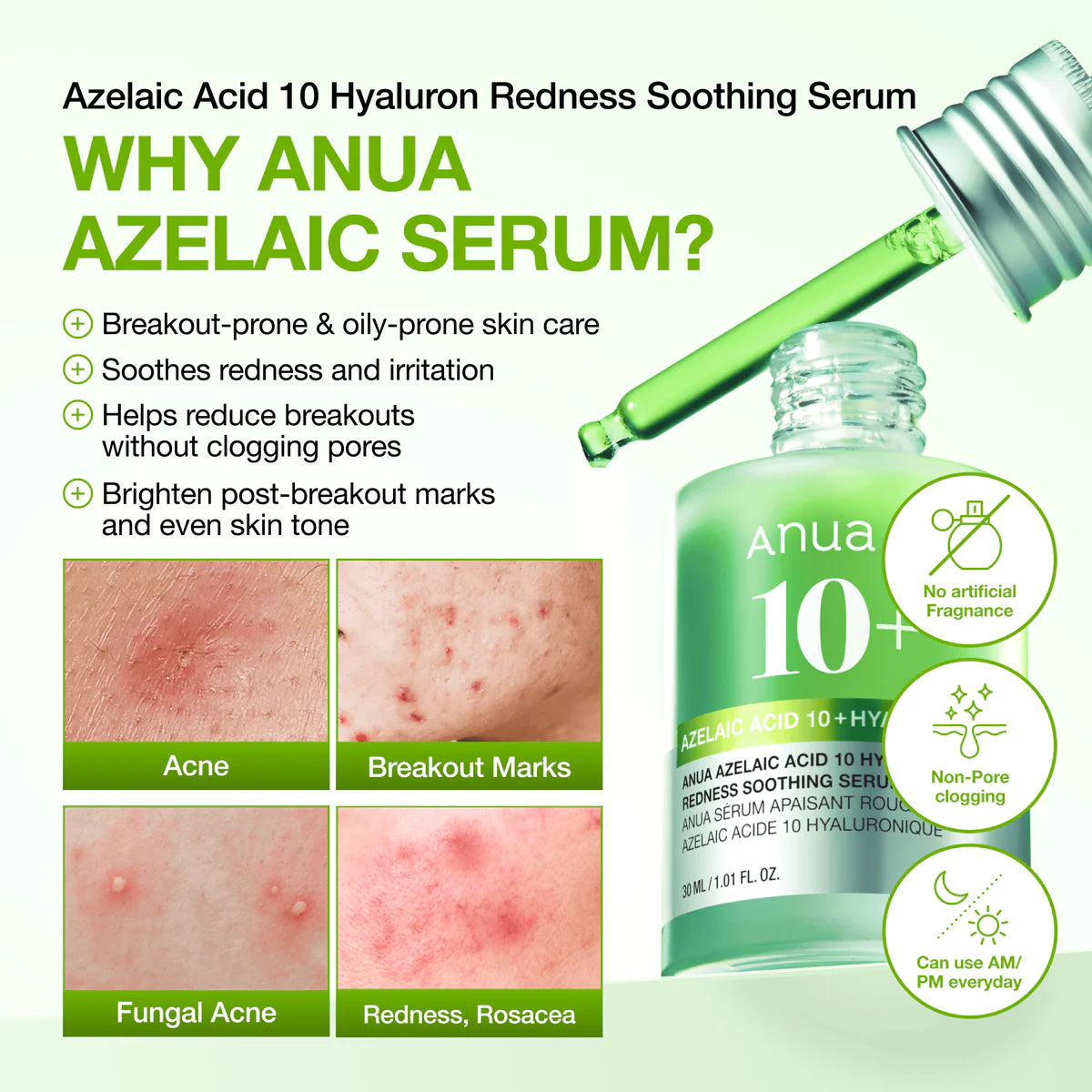 Anua : Azelaic Acid 10 Hyaluron Redness Soothing Serum