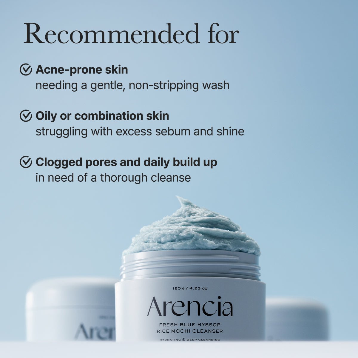 Arencia : Fresh Blue Hyssop Rice Mochi Cleanser