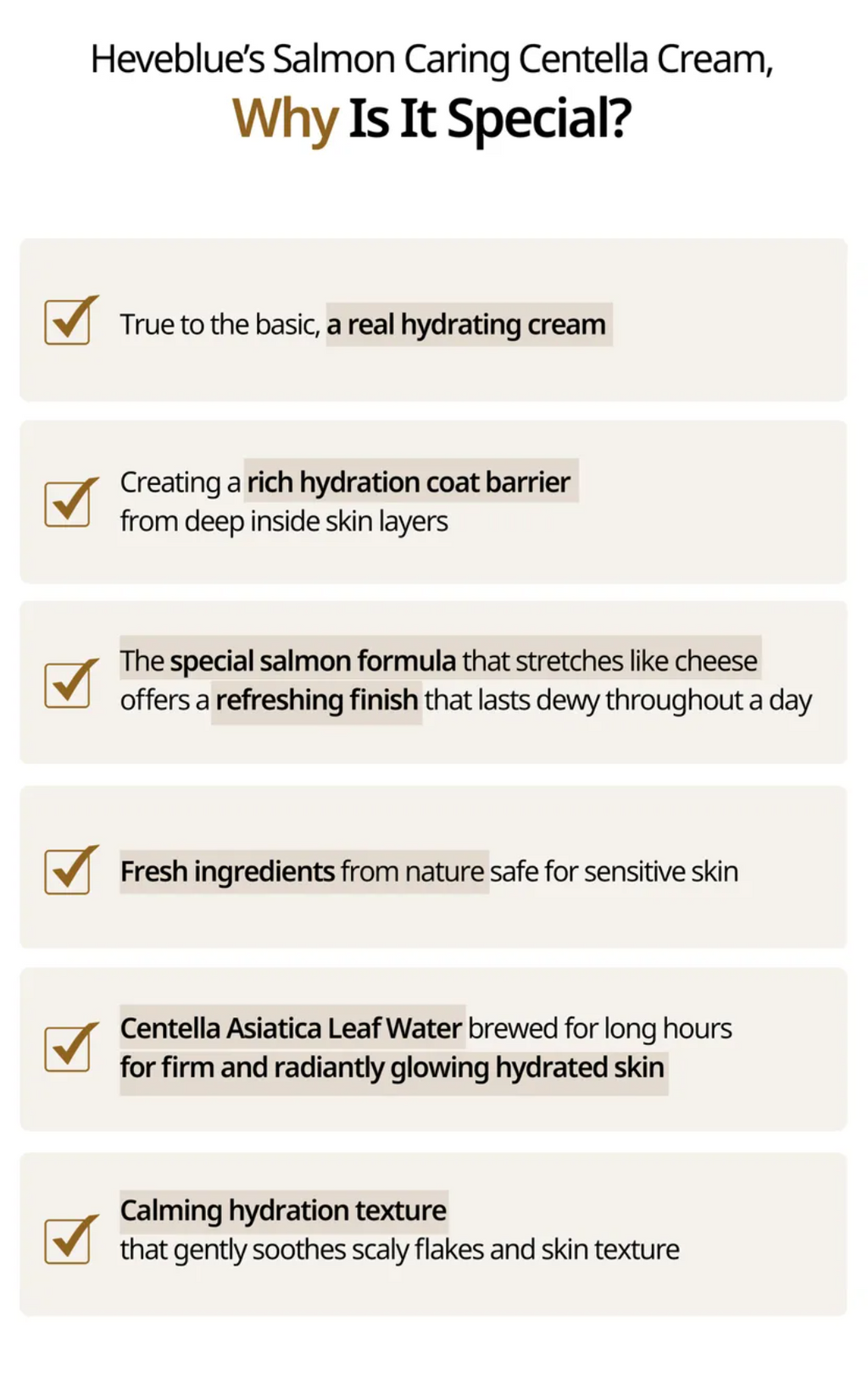 HEVEBLUE : Salmon Caring Centella Cream