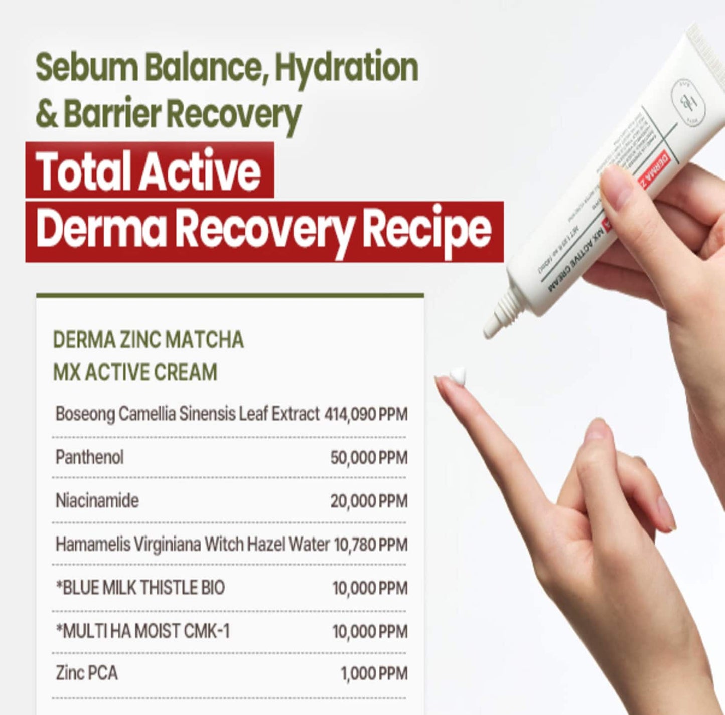 HEVEBLUE : Derma Zinc Matcha MX Active Cream